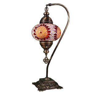 KusKuus Table Lamp Handmade 19" Turkish Mosaic Bedside Lamp SNC9